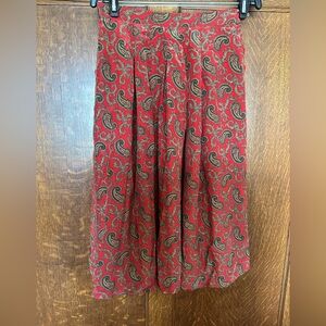 70s Vtg The Villager Red Paisley Midi Skirt, Size 12